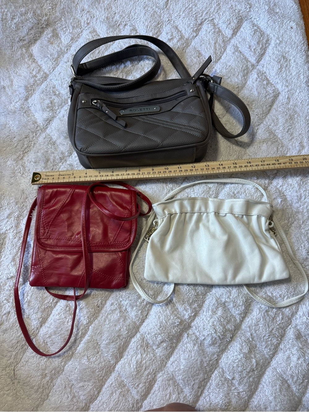 3 Multiple style bags in red, white and gray to cover all your styling needs